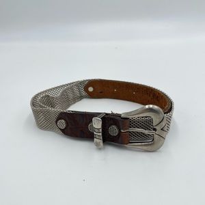 Vintage Leather Belt with Nickel Hardware